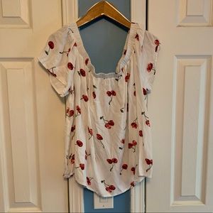 Off the Shoulder Cherry Blouse